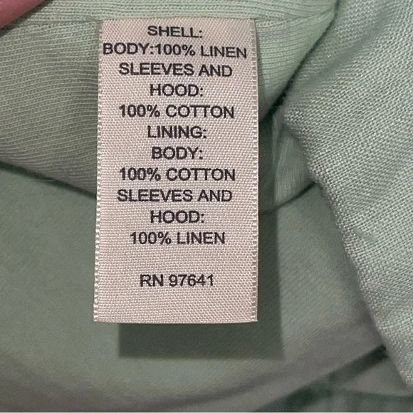 J Jill Linen Cotton Hooded Sweatshirt Light Green Size L Heavy weight Athleisure - Picture 10 of 14